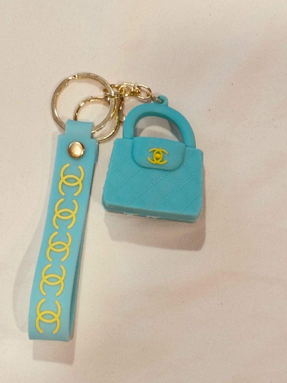 Aqua Mini Purse Keychain Wristlet Silicone Bag Charm Keyring NWOT